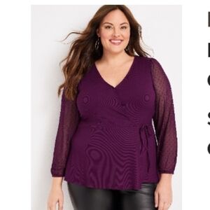 Mesh Dot Wrap Blouse (S102)